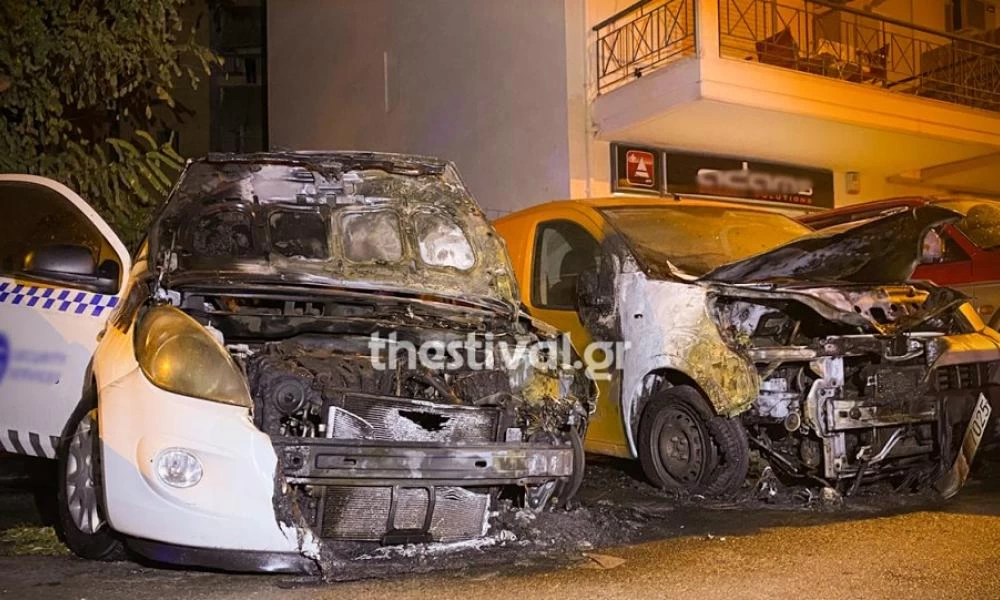 Θεσσαλονίκη: Εμπρησμός αυτοκινήτων εταιρείας security στην περιοχή Χαριλάου (βίντεο)